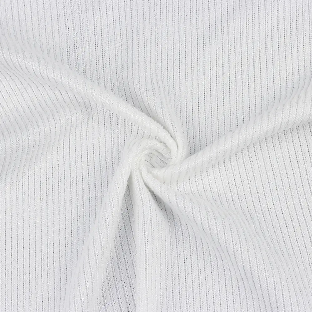 China Fabric  Rib Knit Fabric Polyester Spandex White color buy from China wholesaler bulk order at wholesale price free worldwide shipping Alibaba