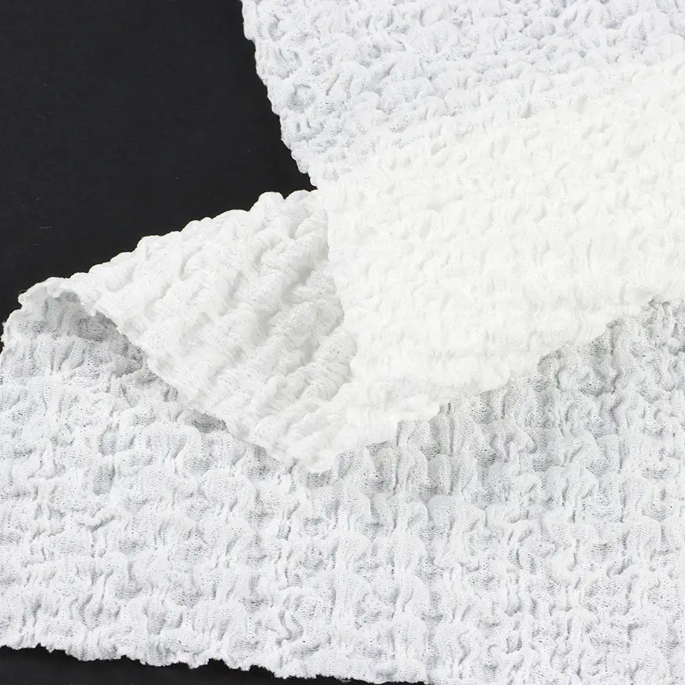 China Fabric  Hacci Knit Fabric Polyester Spandex White color buy from China wholesaler bulk order at wholesale price free worldwide shipping Alibaba