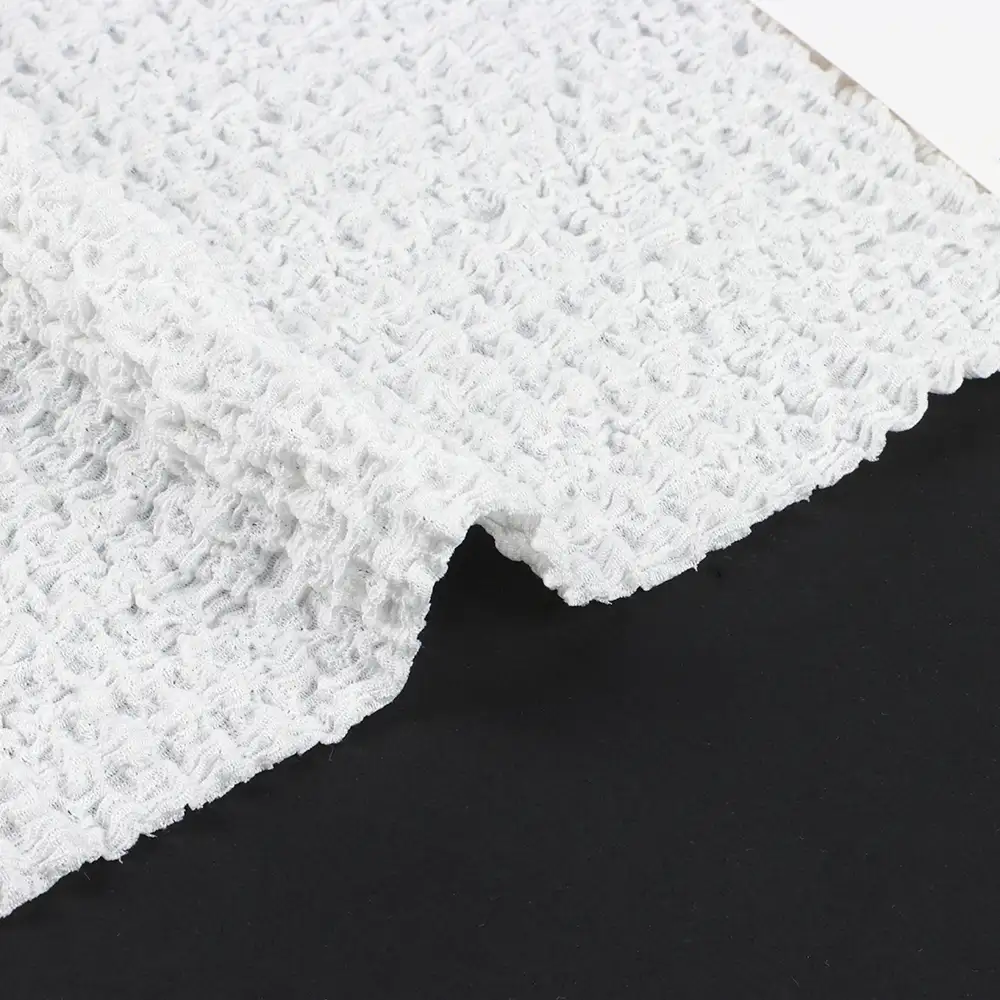 China Fabric  Hacci Knit Fabric Polyester Spandex White color buy from China wholesaler bulk order at wholesale price free worldwide shipping Alibaba