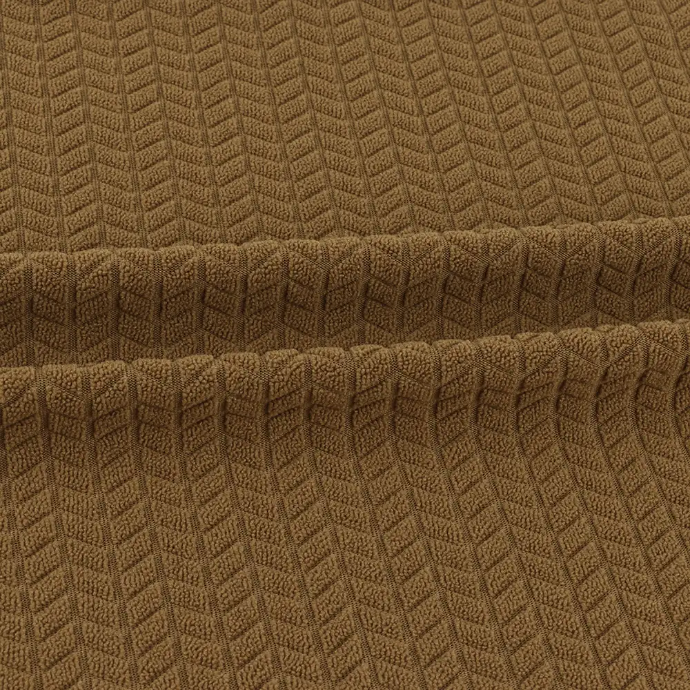 China Fabric  Weft Jacquard Knit Fabric Polyester Spandex caramel color buy from China wholesaler bulk order at wholesale price free worldwide shipping Alibaba