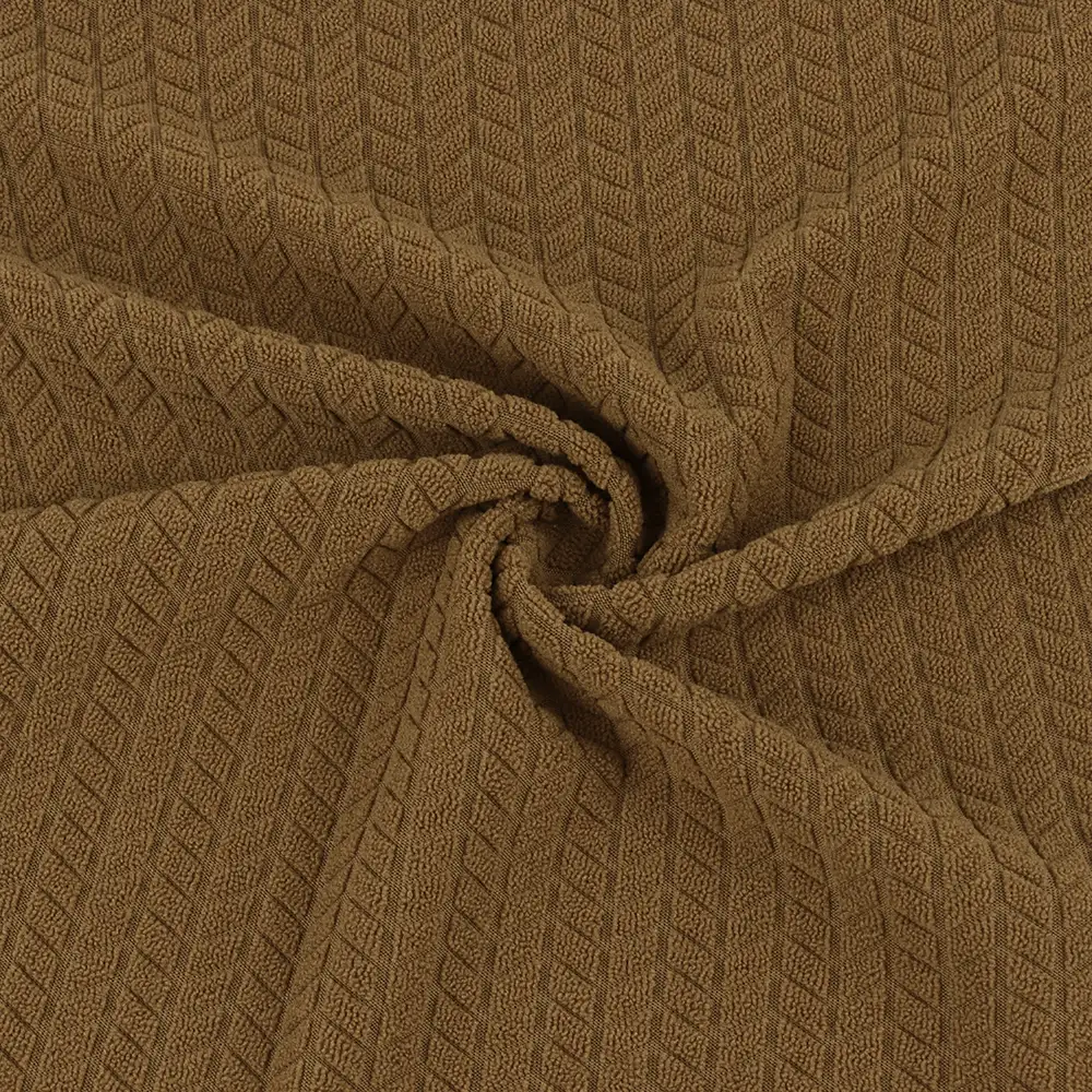 China Fabric  Weft Jacquard Knit Fabric Polyester Spandex caramel color buy from China wholesaler bulk order at wholesale price free worldwide shipping Alibaba