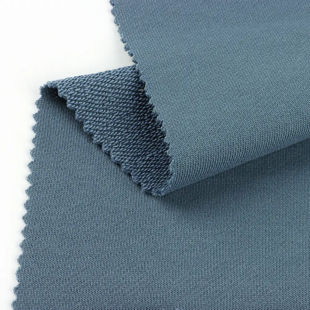 China Fabric  French Terry Knit Fabric Cotton Polyester Blue color buy from China wholesaler bulk order at wholesale price free worldwide shipping Alibaba