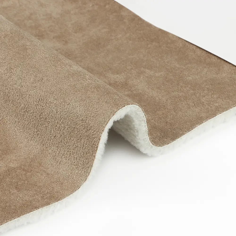 China Fabric  Weft Suede Knit Fabric Polyester Khaki color buy from China wholesaler bulk order at wholesale price free worldwide shipping Alibaba