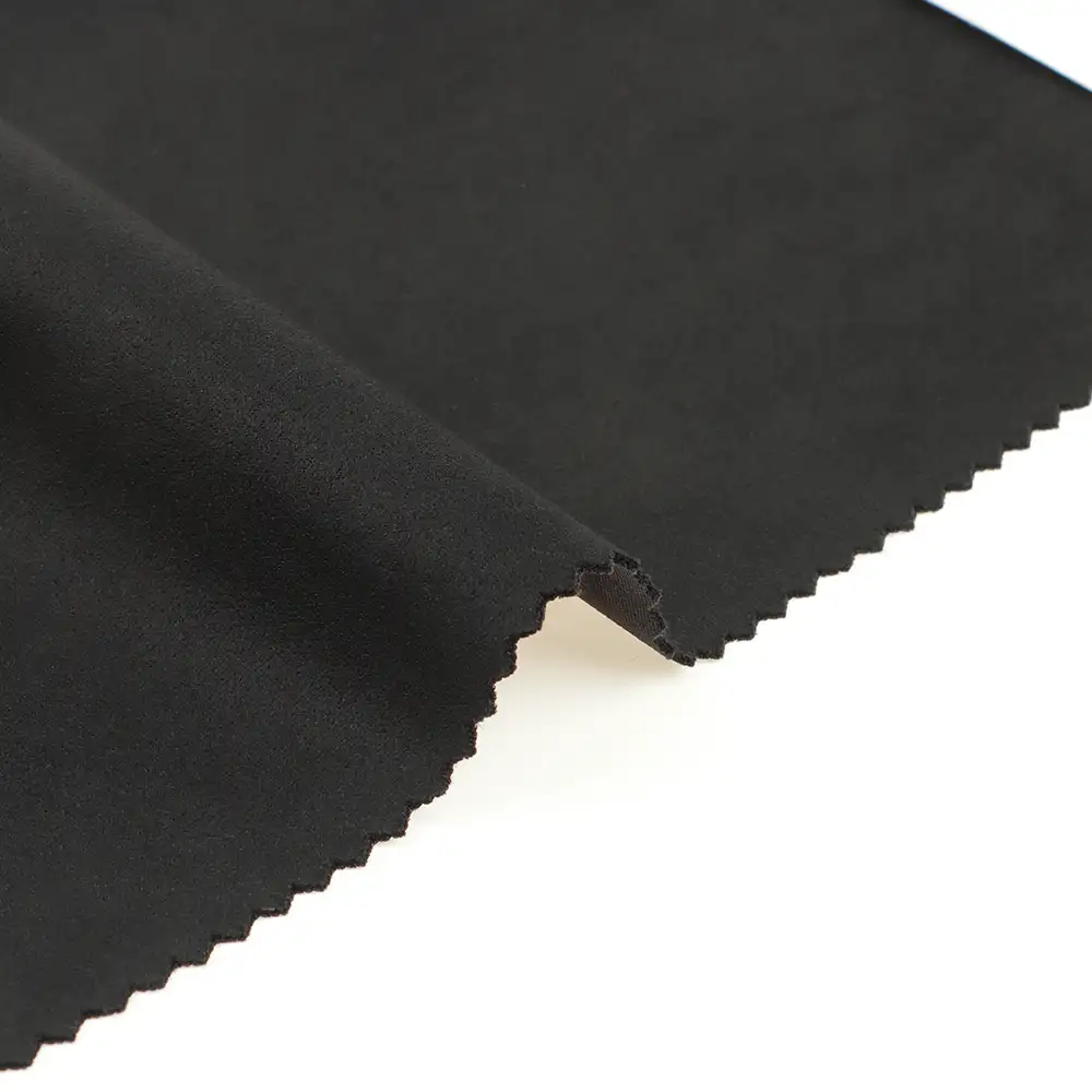 China Fabric for Jacket,Pants,Blazer Weft Suede Knit Fabric Polyester Spandex Black color buy from China wholesaler bulk order at wholesale price free worldwide shipping Alibaba