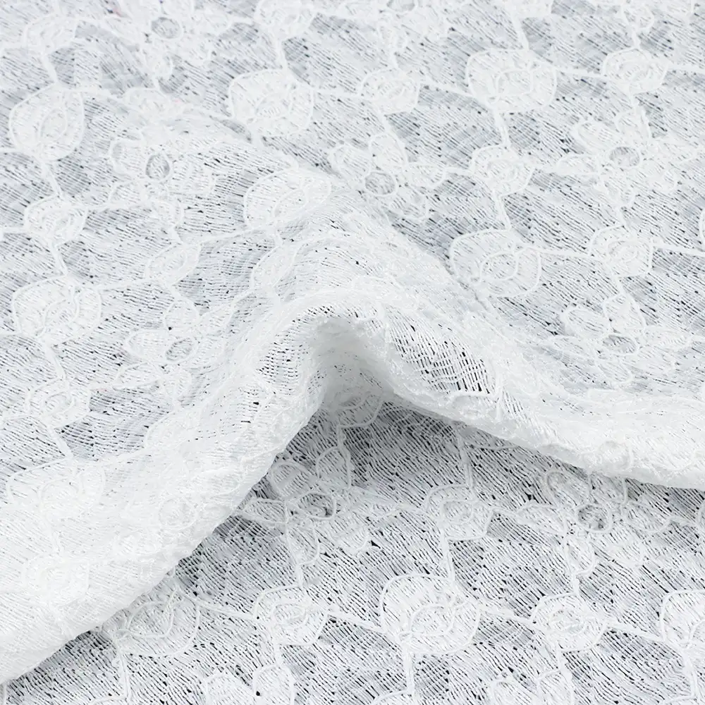 China Fabric for Lingerie,Blouse,Dress Lace Knit Fabric Polyester Spandex White color buy from China wholesaler bulk order at wholesale price free worldwide shipping Alibaba