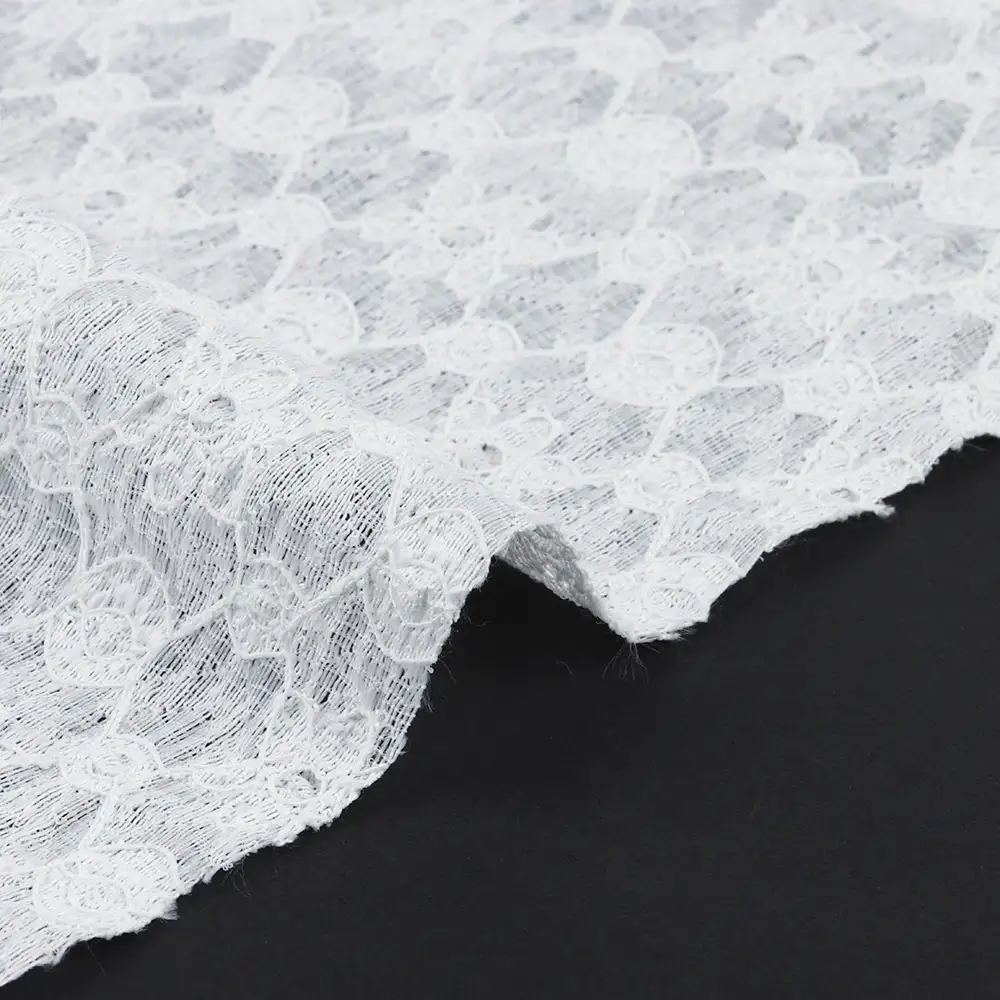 China Fabric for Lingerie,Blouse,Dress Lace Knit Fabric Polyester Spandex White color buy from China wholesaler bulk order at wholesale price free worldwide shipping Alibaba