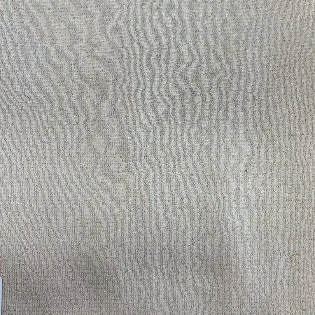 China Fabric  French Terry Knit Fabric Cotton Nylon Spandex Polyester Beige with lurex color buy from China wholesaler bulk order at wholesale price free worldwide shipping Alibaba