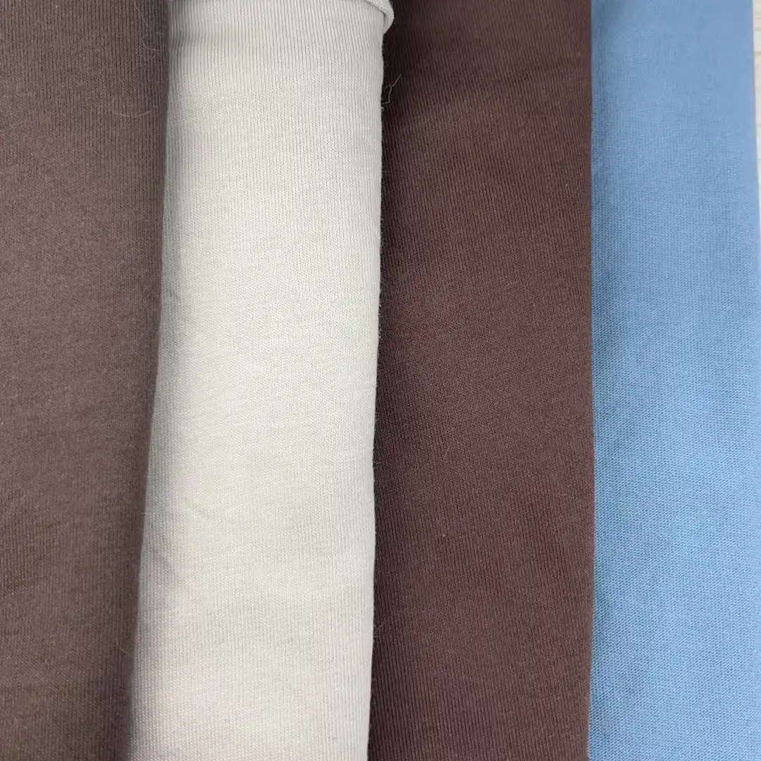 China Fabric  Single Jersey Knit Fabric Cotton Brown、Khaki、Coffee、Blue color buy from China wholesaler bulk order at wholesale price free worldwide shipping Alibaba