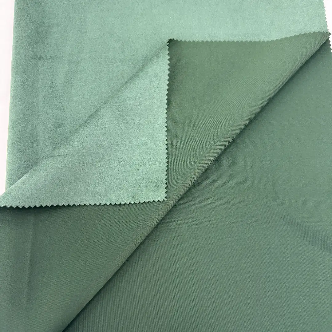 China Fabric  Weft Suede Knit Fabric Polyester Elastane 富贵绿 color buy from China wholesaler bulk order at wholesale price free worldwide shipping Alibaba