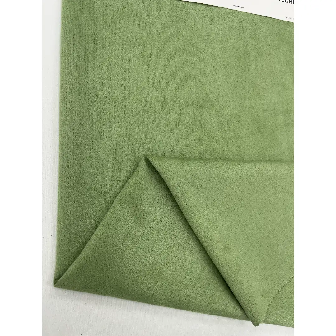 China Fabric  Weft Suede Knit Fabric Polyester Elastane 浅绿 color buy from China wholesaler bulk order at wholesale price free worldwide shipping Alibaba