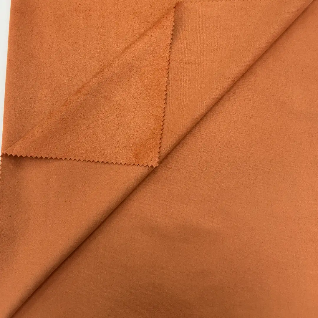 China Fabric  Warp Suede Knit Fabric Polyester Elastane 橙色 color buy from China wholesaler bulk order at wholesale price free worldwide shipping Alibaba