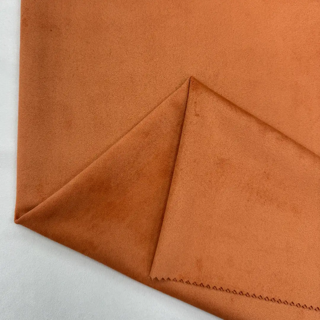 China Fabric  Warp Suede Knit Fabric Polyester Elastane 橙色 color buy from China wholesaler bulk order at wholesale price free worldwide shipping Alibaba