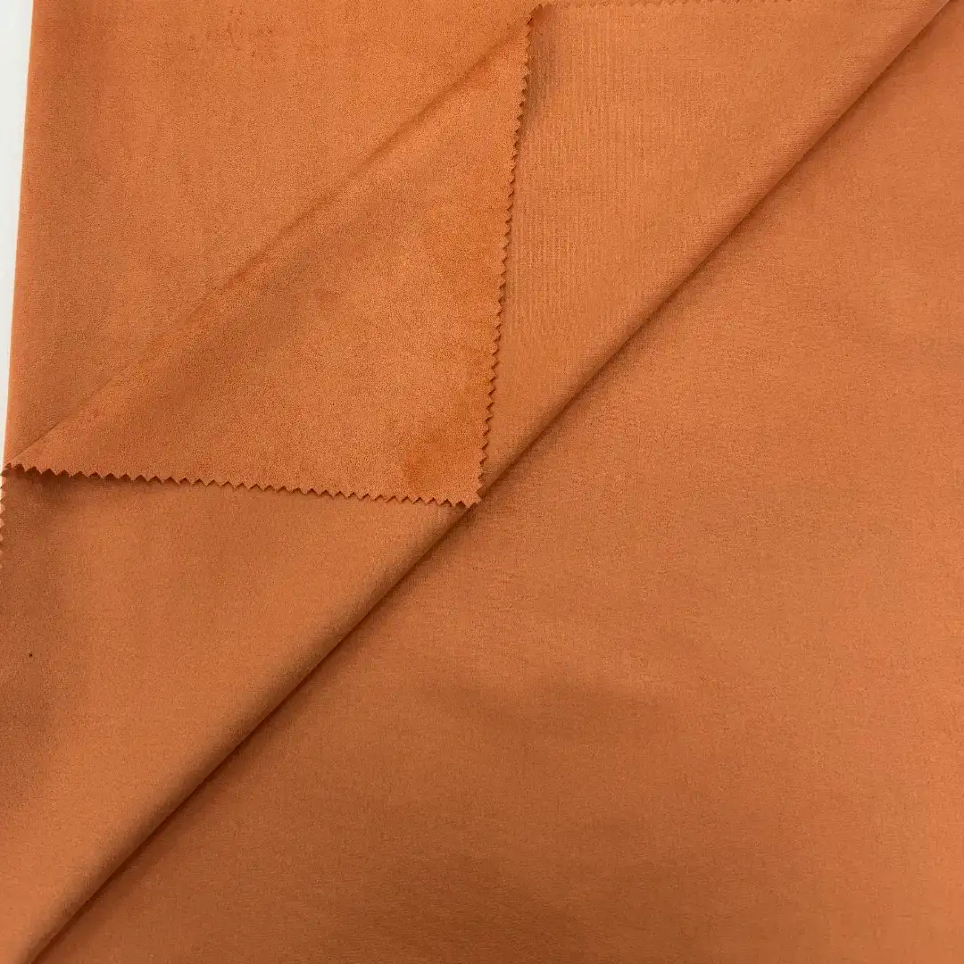 China Fabric for Jacket,Blazer Warp Suede Knit Fabric Polyester Elastane 橙色 color buy from China wholesaler bulk order at wholesale price free worldwide shipping Alibaba