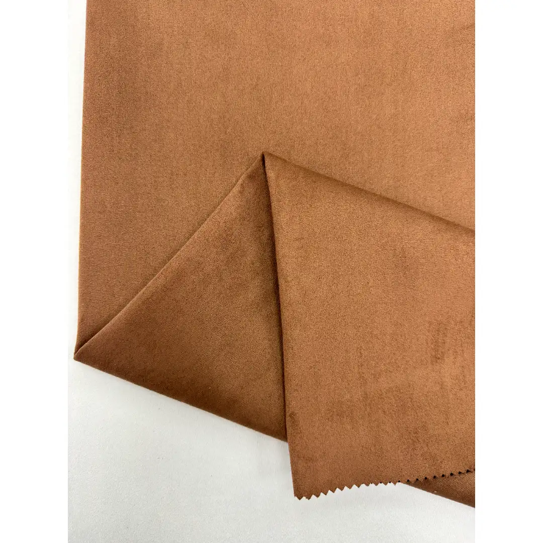 China Fabric  Warp Suede Knit Fabric Polyester 棕色 color buy from China wholesaler bulk order at wholesale price free worldwide shipping Alibaba