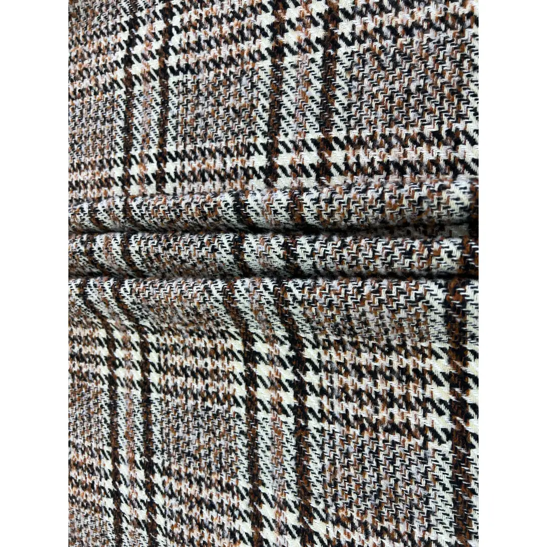 China Fabric  Woolen Tweed Woolen 黑棕米白千鸟格 color buy in China wholesaler bulk order at wholesale price free worldwide shipping Alibaba