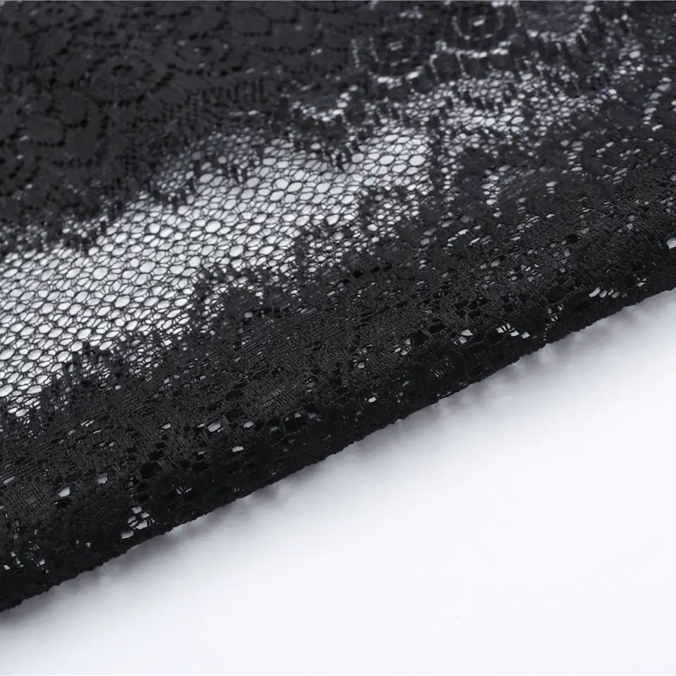 China Fabric for Skirt Lace Knit Fabric Poly black color buy from China wholesaler bulk order at wholesale price free worldwide shipping Alibaba