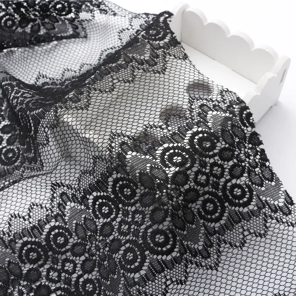 China Fabric for Skirt Lace Knit Fabric Poly black color buy from China wholesaler bulk order at wholesale price free worldwide shipping Alibaba