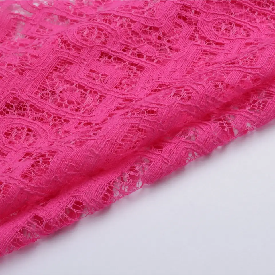 China Fabric for Skirt Lace Knit Fabric Nylon Cotton magenta color buy from China wholesaler bulk order at wholesale price free worldwide shipping Alibaba