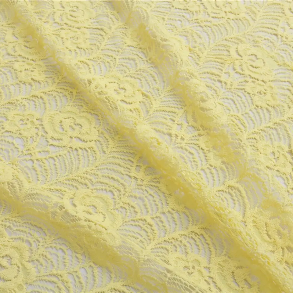 China Fabric for Shirt,Skirt Lace Knit Fabric Cotton Nylon lemon chiffon color buy from China wholesaler bulk order at wholesale price free worldwide shipping Alibaba