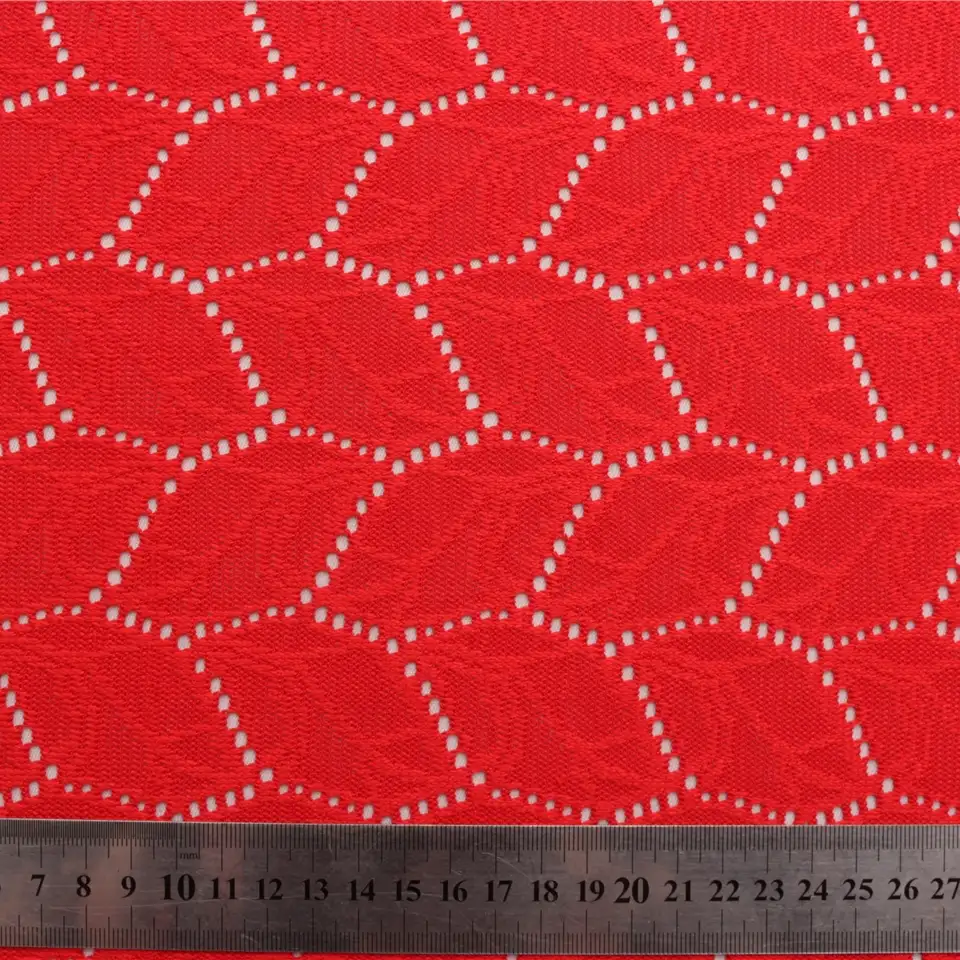 China Fabric for Shirt,Skirt Lace Knit Fabric Poly red color buy from China wholesaler bulk order at wholesale price free worldwide shipping Alibaba