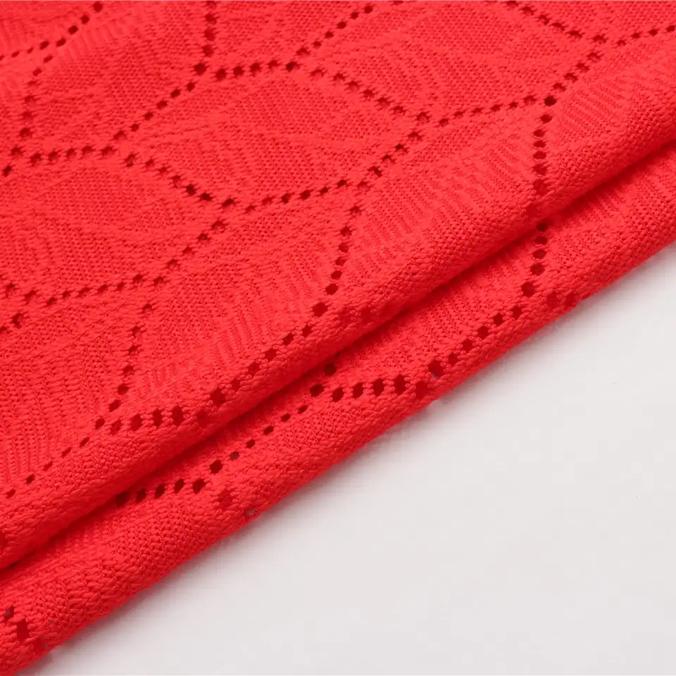 China Fabric for Shirt,Skirt Lace Knit Fabric Poly red color buy from China wholesaler bulk order at wholesale price free worldwide shipping Alibaba