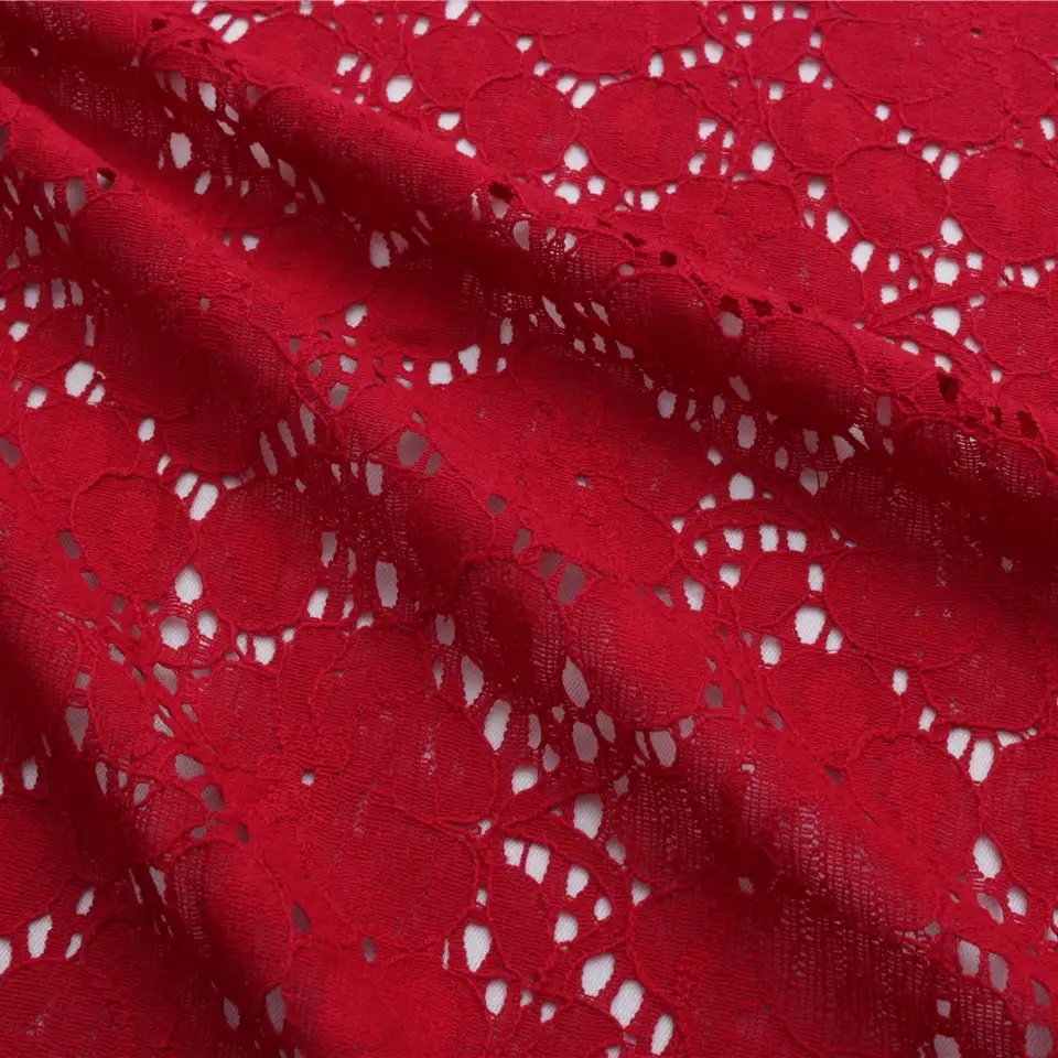 China Fabric for Skirt Lace Knit Fabric Cotton Nylon red color buy from China wholesaler bulk order at wholesale price free worldwide shipping Alibaba