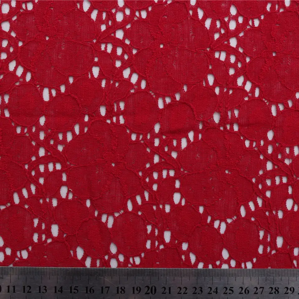 China Fabric for Skirt Lace Knit Fabric Cotton Nylon red color buy from China wholesaler bulk order at wholesale price free worldwide shipping Alibaba