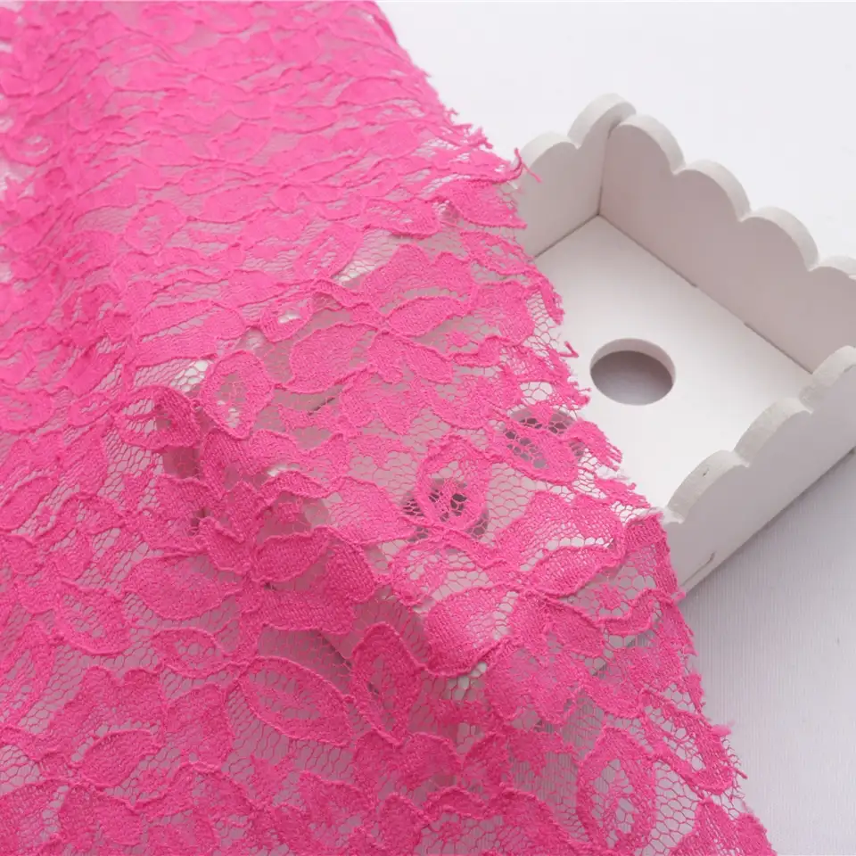 China Fabric for Skirt Lace Knit Fabric Cotton Nylon hot pink color buy from China wholesaler bulk order at wholesale price free worldwide shipping Alibaba