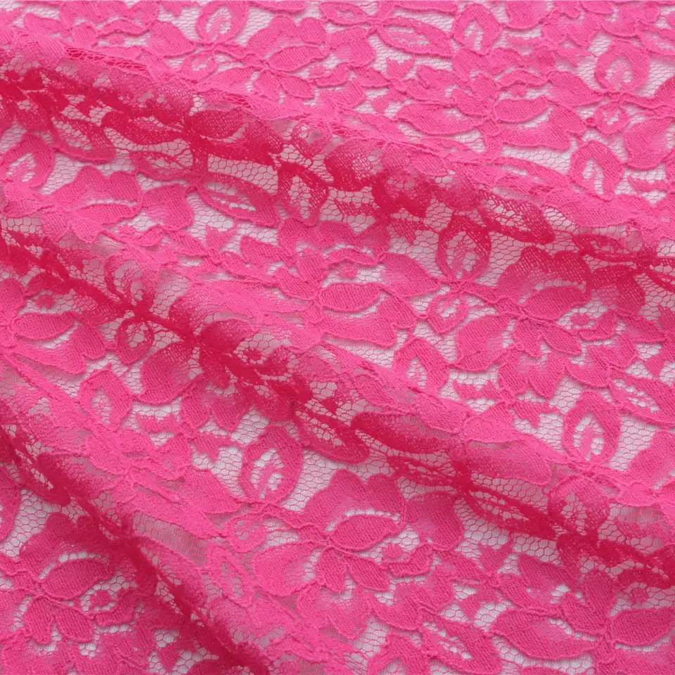 China Fabric for Skirt Lace Knit Fabric Cotton Nylon hot pink color buy from China wholesaler bulk order at wholesale price free worldwide shipping Alibaba