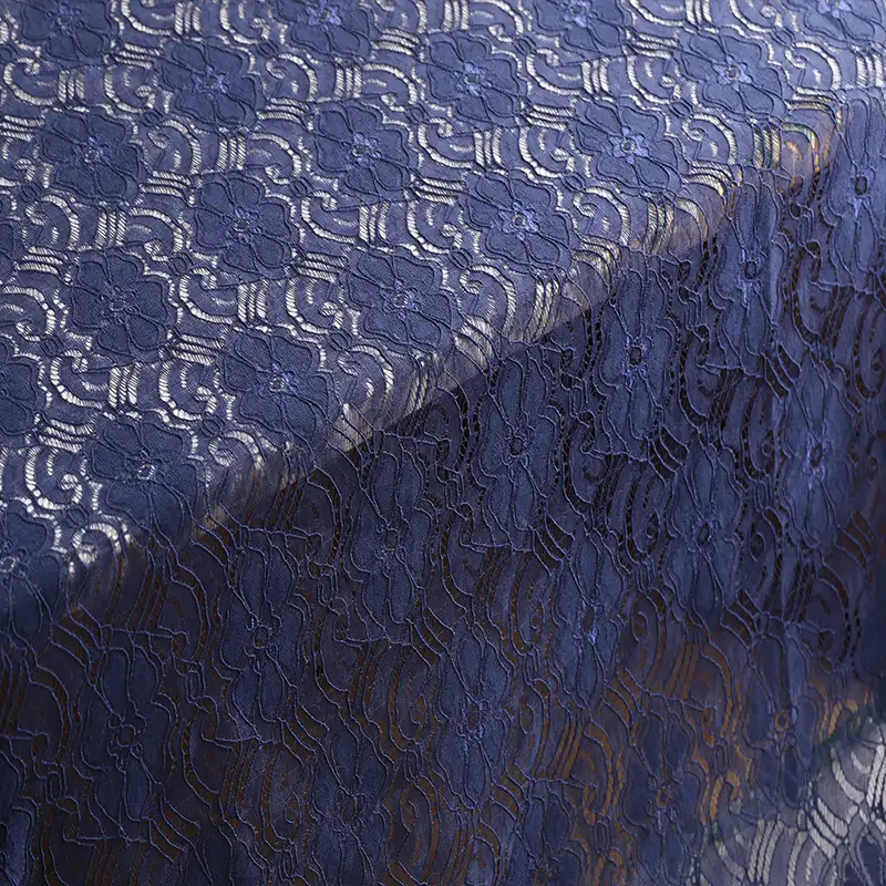 China Fabric for Skirt Lace Knit Fabric Nylon Spandex DarkSlateBlue color buy from China wholesaler bulk order at wholesale price free worldwide shipping Alibaba