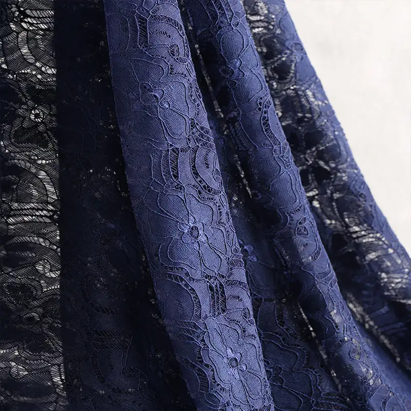 China Fabric for Skirt Lace Knit Fabric Nylon Spandex DarkSlateBlue color buy from China wholesaler bulk order at wholesale price free worldwide shipping Alibaba