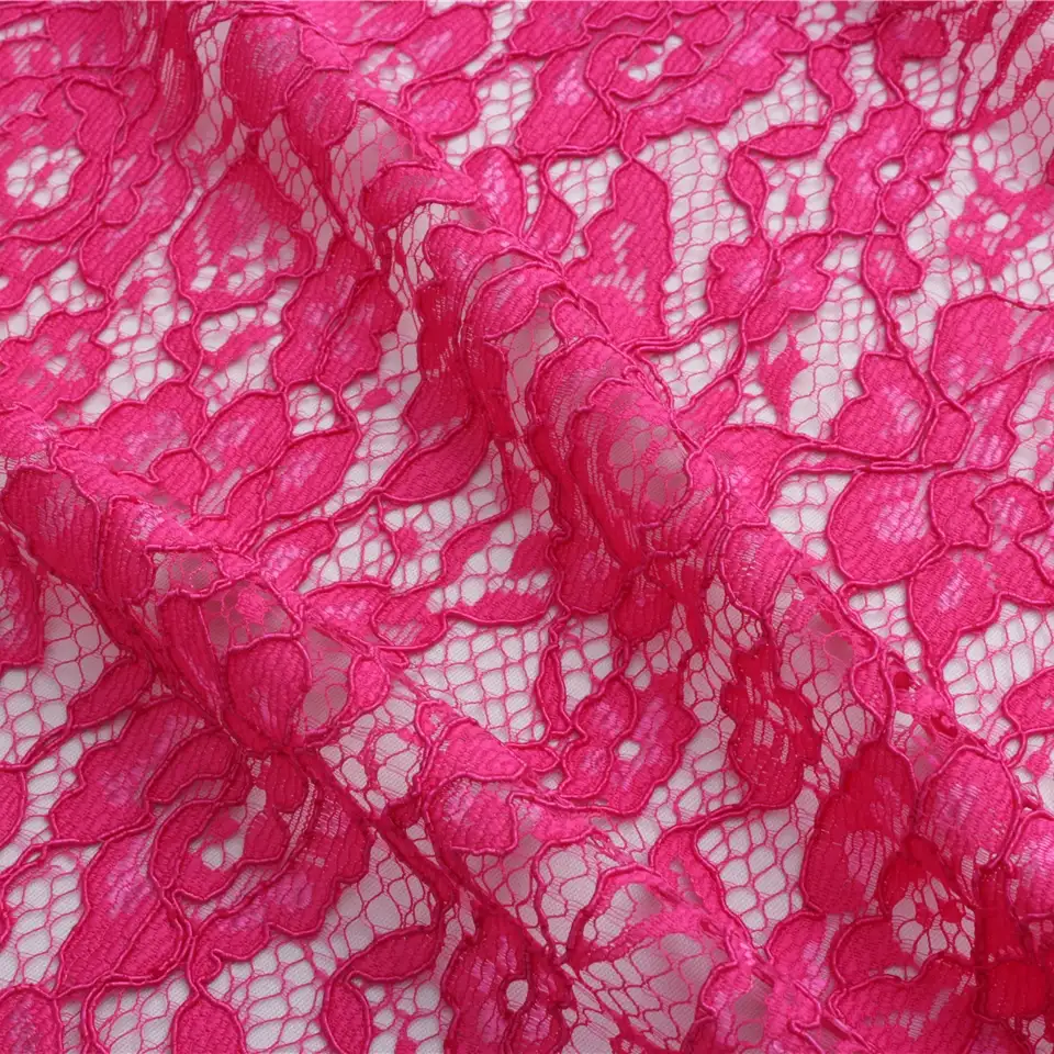 China Fabric for Shirt,Skirt Lace Knit Fabric Nylon Rayon DeepPink color buy from China wholesaler bulk order at wholesale price free worldwide shipping Alibaba