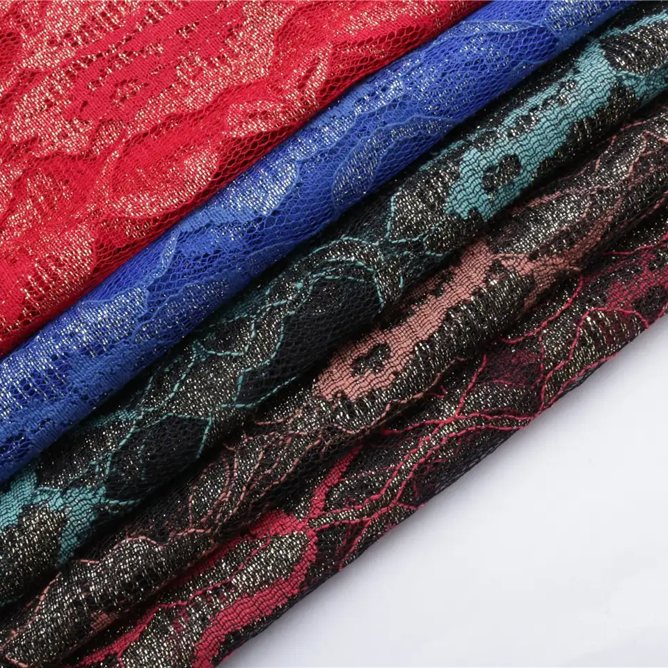 China Fabric for Shirt,Skirt Lace Knit Fabric Nylon Spandex DarkRed color buy from China wholesaler bulk order at wholesale price free worldwide shipping Alibaba