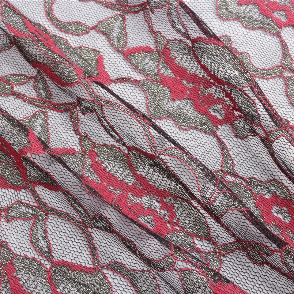 China Fabric for Shirt,Skirt Lace Knit Fabric Nylon Spandex DarkRed color buy from China wholesaler bulk order at wholesale price free worldwide shipping Alibaba