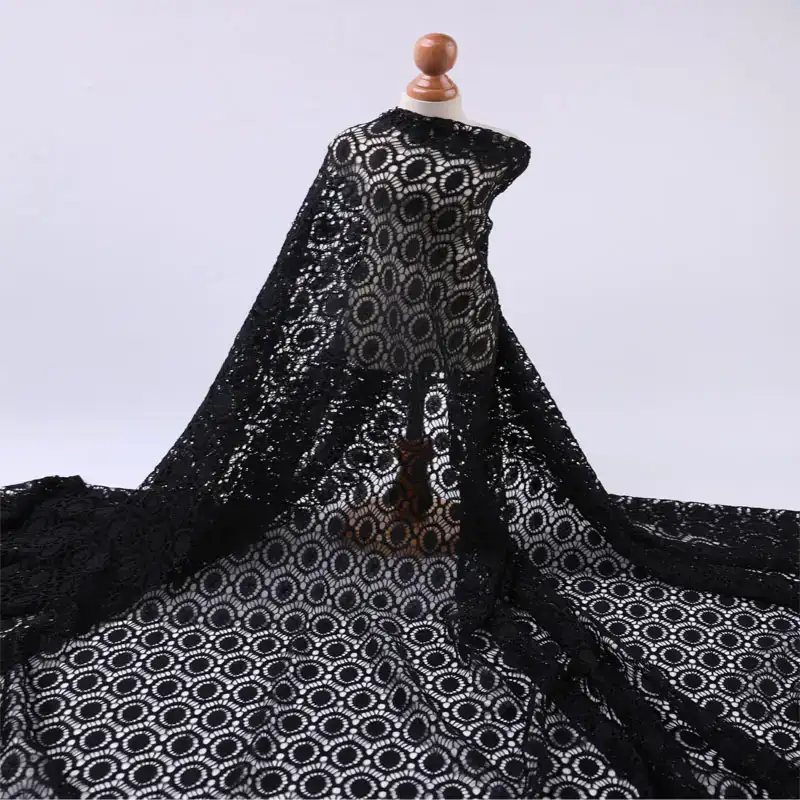 China Fabric for Shirt,Skirt Lace Knit Fabric Spandex Nylon black color buy from China wholesaler bulk order at wholesale price free worldwide shipping Alibaba