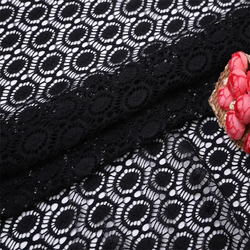 China Fabric for Shirt,Skirt Lace Knit Fabric Spandex Nylon black color buy from China wholesaler bulk order at wholesale price free worldwide shipping Alibaba