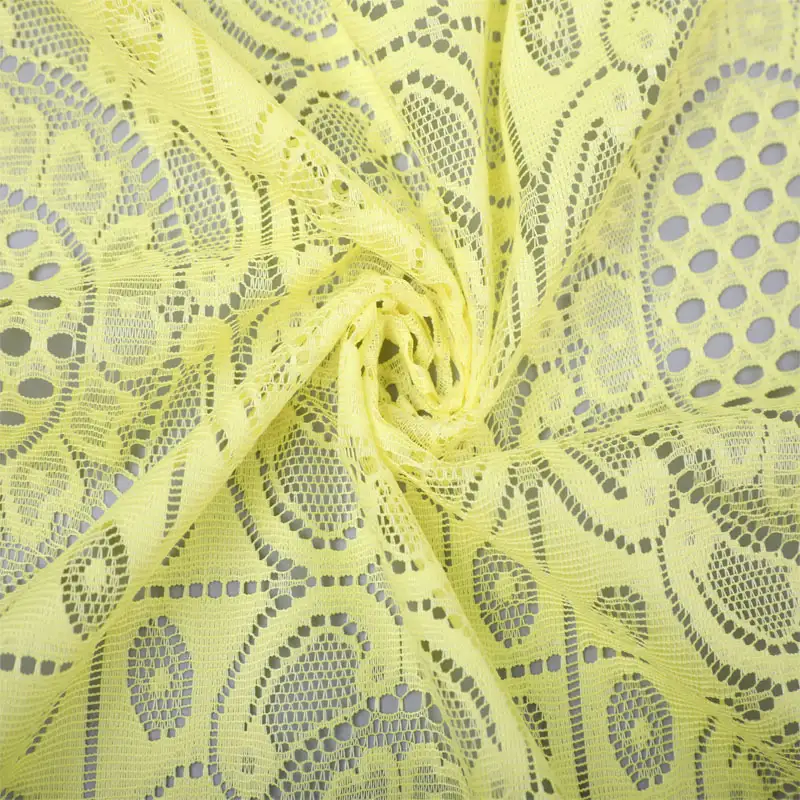 China Fabric for Skirt Lace Knit Fabric Poly Yellow color buy from China wholesaler bulk order at wholesale price free worldwide shipping Alibaba