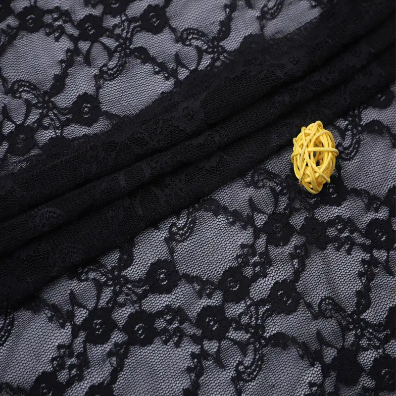 China Fabric for Skirt Lace Knit Fabric Nylon Spandex Black color buy from China wholesaler bulk order at wholesale price free worldwide shipping Alibaba