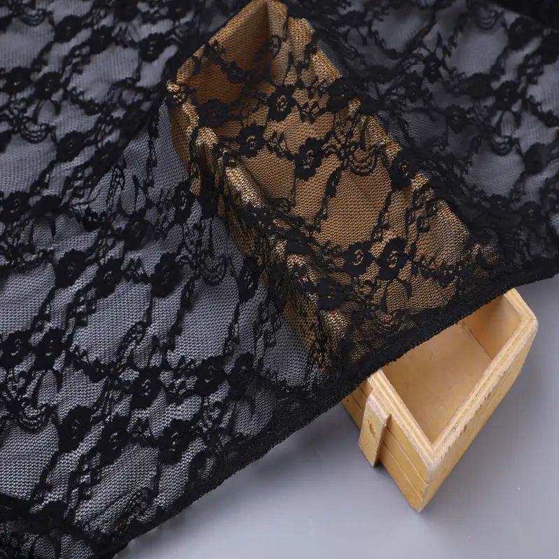 China Fabric for Skirt Lace Knit Fabric Nylon Spandex Black color buy from China wholesaler bulk order at wholesale price free worldwide shipping Alibaba