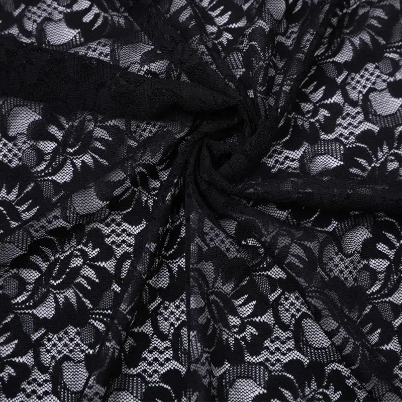 China Fabric for Shirt,Skirt Lace Knit Fabric Spandex Nylon Black color buy from China wholesaler bulk order at wholesale price free worldwide shipping Alibaba