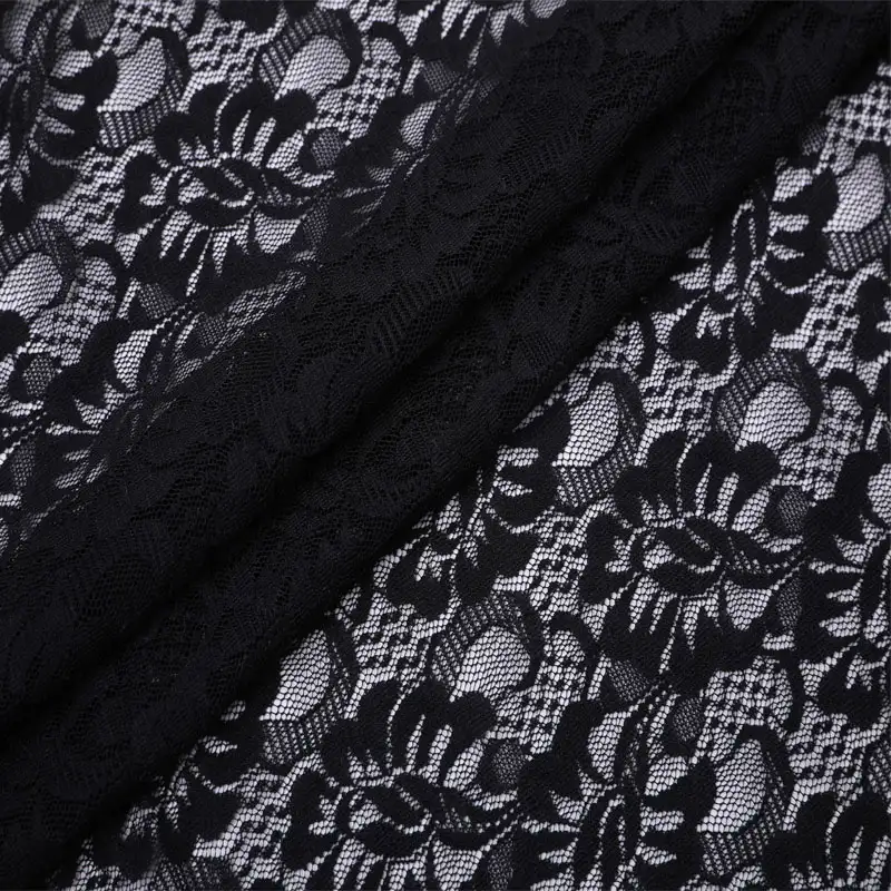 China Fabric for Shirt,Skirt Lace Knit Fabric Spandex Nylon Black color buy from China wholesaler bulk order at wholesale price free worldwide shipping Alibaba