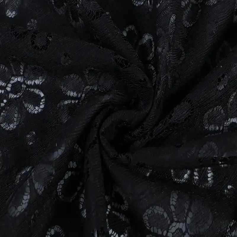 China Fabric for Shirt,Skirt Lace Knit Fabric Nylon Poly Black color buy from China wholesaler bulk order at wholesale price free worldwide shipping Alibaba