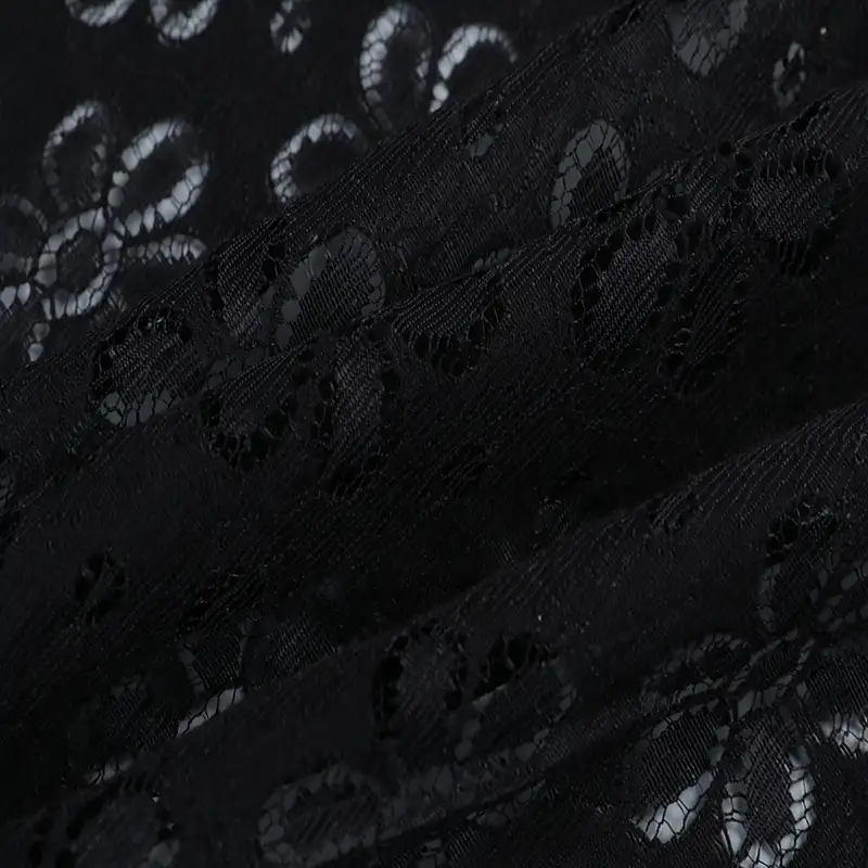 China Fabric for Shirt,Skirt Lace Knit Fabric Nylon Poly Black color buy from China wholesaler bulk order at wholesale price free worldwide shipping Alibaba