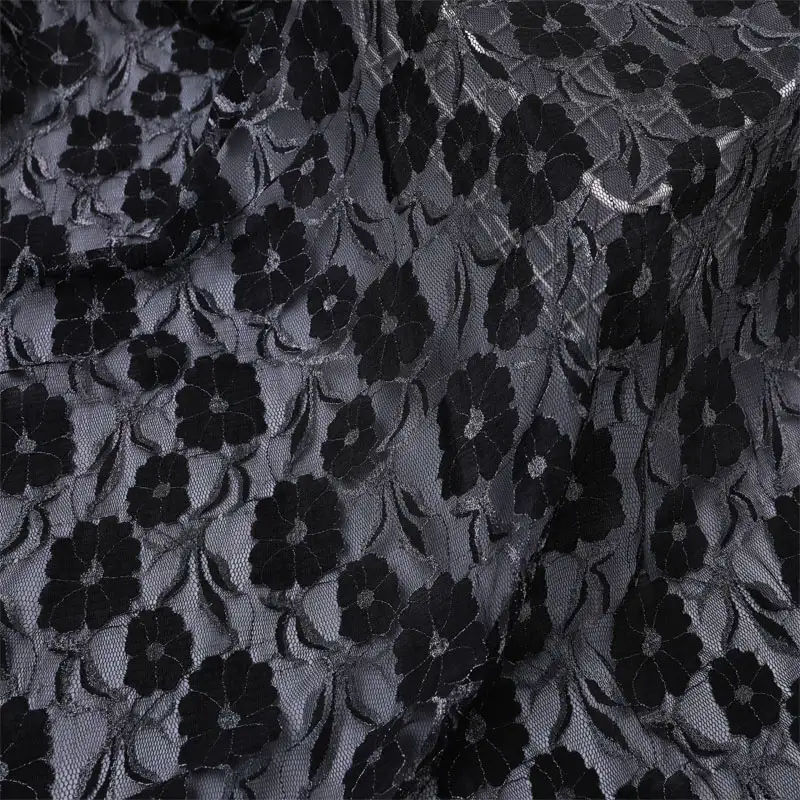 China Fabric for Shirt,Skirt Lace Knit Fabric Lurex Spandex Nylon Black color buy from China wholesaler bulk order at wholesale price free worldwide shipping Alibaba