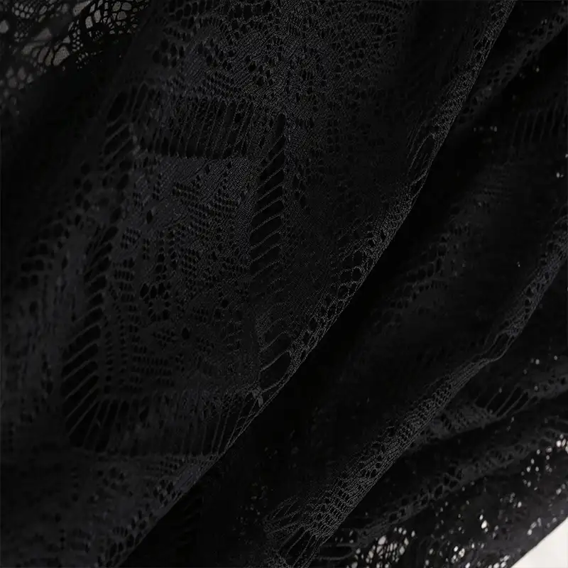 China Fabric for Shirt,Skirt Lace Knit Fabric Poly Black color buy from China wholesaler bulk order at wholesale price free worldwide shipping Alibaba