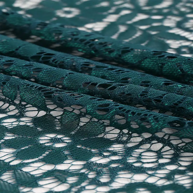 China Fabric for Shirt,Skirt Lace Knit Fabric Nylon Poly DarkCyan color buy from China wholesaler bulk order at wholesale price free worldwide shipping Alibaba