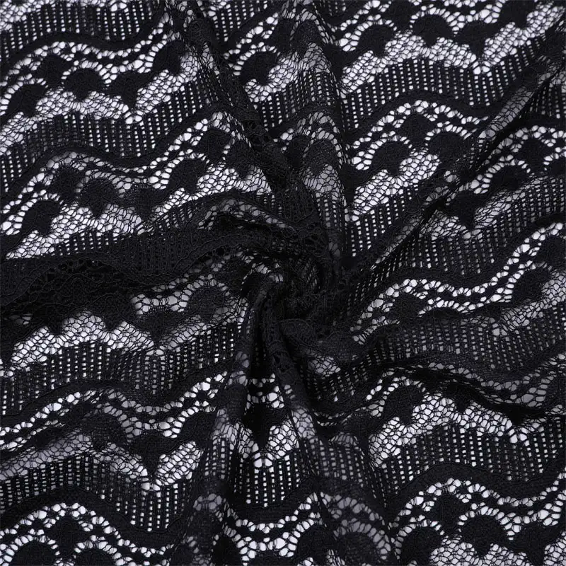 China Fabric for Shirt,Skirt Lace Knit Fabric Nylon Spandex Black color buy from China wholesaler bulk order at wholesale price free worldwide shipping Alibaba