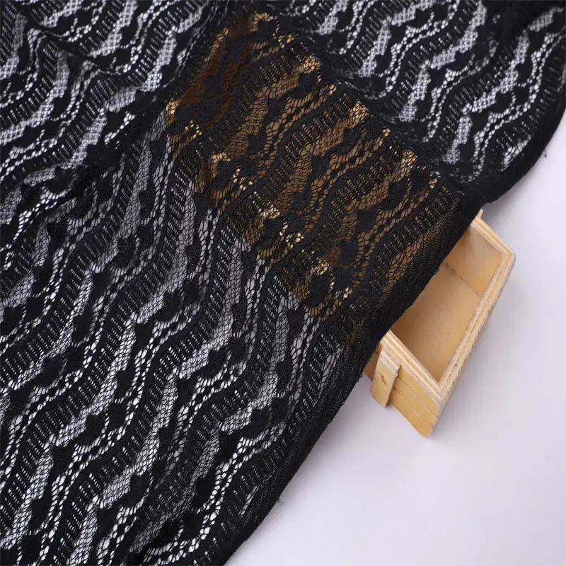 China Fabric for Shirt,Skirt Lace Knit Fabric Nylon Spandex Black color buy from China wholesaler bulk order at wholesale price free worldwide shipping Alibaba