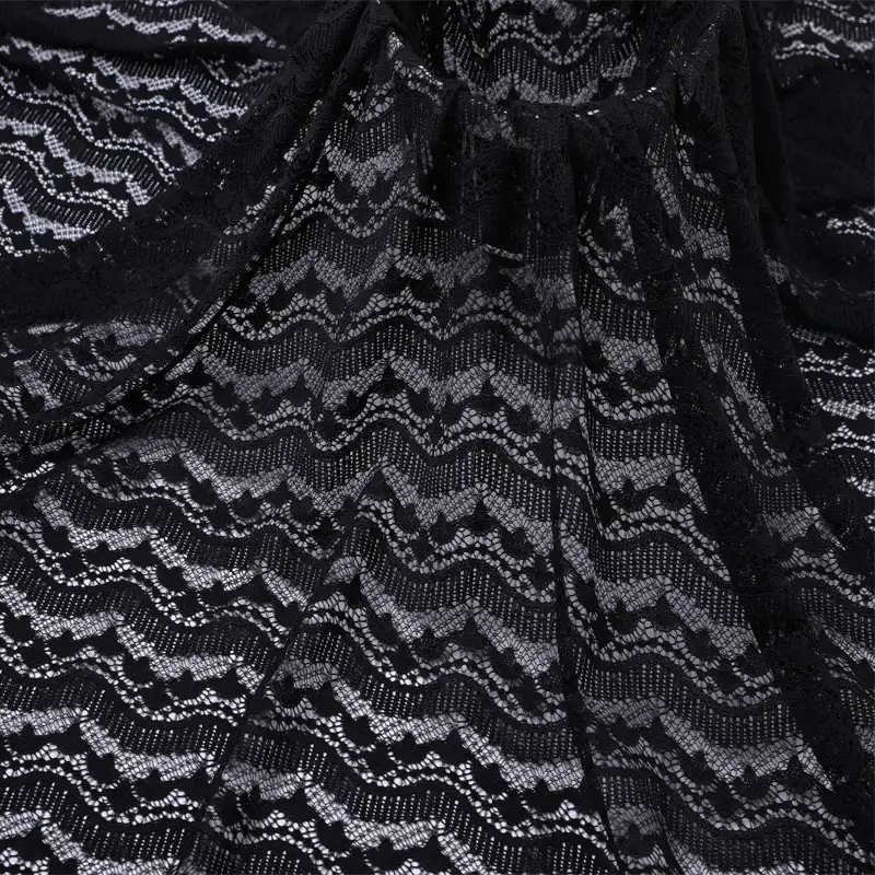 China Fabric for Shirt,Skirt Lace Knit Fabric Nylon Spandex Black color buy from China wholesaler bulk order at wholesale price free worldwide shipping Alibaba