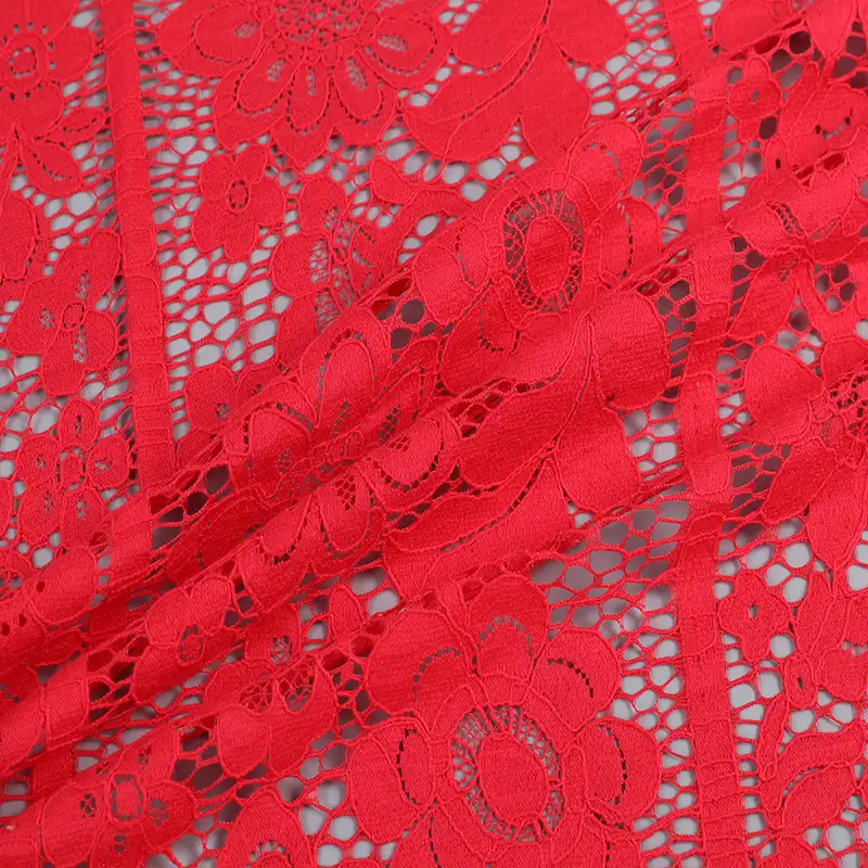 China Fabric for Shirt,Skirt Lace Knit Fabric Cotton Nylon Red color buy from China wholesaler bulk order at wholesale price free worldwide shipping Alibaba